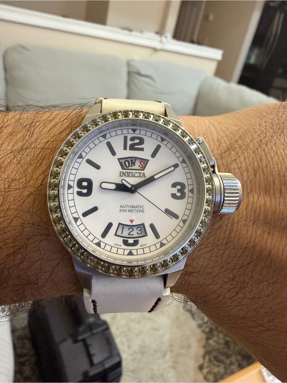 Invicta Corduba 3815 Automatic Men's Watch White Dial Crystal Bezel Leather 200M